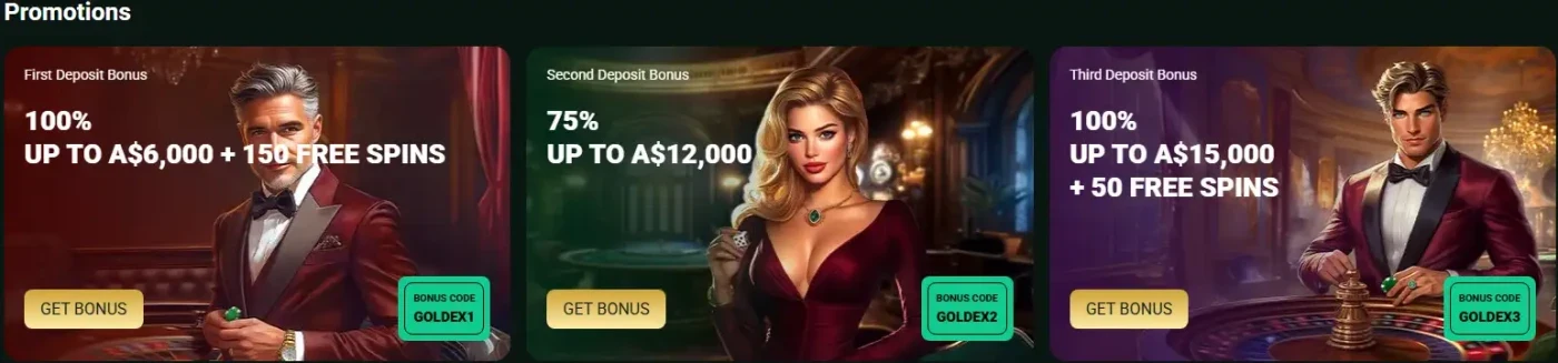 Goldex Casino Bonuses and Promotions